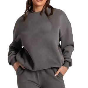 Venta al por mayor personalizado 100% algodón de las mujeres personalizado impreso chándal de alta calidad ropa deportiva de invierno sólido peso pesado - Product Image 1