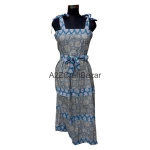 Robe en coton pour femme, nouveau design, imprimé floral à la main, col carré, respirante et confortable pour un usage quotidien - Product Image 1