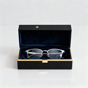 Étui à lunettes de soleil portable en bois de luxe, noir laqué brillant, haute qualité, avec logo personnalisé et revêtement UV. - Product Image 6