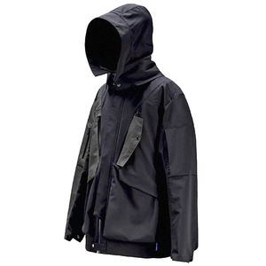 เสื้อแจ็คเก็ตวินด์เบรกเกอร์แบบมีฮู้ด สไตล์สตรีทแวร์ Y2K ทรงไม่สมมาตร มีกระเป๋าหลายช่อง สำหรับฤดูหนาว ขายส่ง รับทำโลโก้ เสื้อโค้ทวินเทจ - Product Image 1