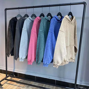 Sweats à capuche vintage 100% coton pour hommes Design vieilli délavé à l'acide 2025 Basics Teint uni pour les commandes en gros d'hiver à bas prix - Product Image 2