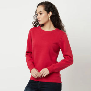 100% coton décontracté femmes sweats à capuche et sweat-shirts rouge manches longues Logo personnalisé OEM ODM Service pour la marque et la vente en gros - Product Image 3