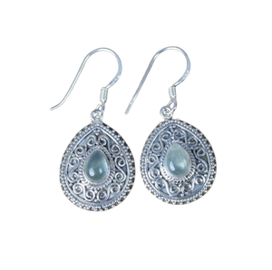 Aigue-marine filles boucles d'oreilles pendantes bijoux en argent 925 solide boucles d'oreilles en argent Sterling pierres précieuses forme ronde boucles d'oreilles pour les femmes - Product Image 1