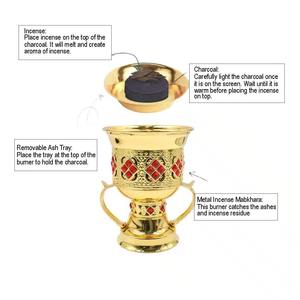 Brûleur à Bakhoor en laiton pour aromathérapie et brûleur à parfum, brûleur à charbon de bois et porte-encens, diffuseur pour aromathérapie - Product Image 2