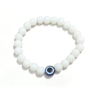 Bracelet en cristal, jade blanc, œil maléfique, perles rondes de 8 mm, pierre de cristal, pierre précieuse, bijoux de mode, cadeau pour homme et femme, énergie