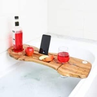 ArtisRaw Olivewood Wood Bath Caddy Ensemble de salle de bain élégant en bois d'olivier Fabriqué au TN CB013