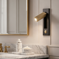 Lampe de lecture murale encastrée avec interrupteur poussoir, 360° °   Rotatif à 90° °   Lampe murale rectangulaire pliable moderne à LED
