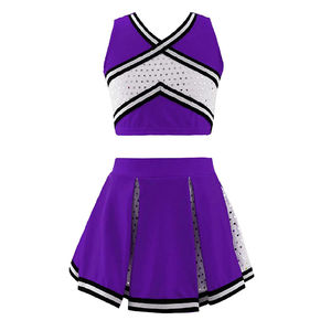 Vente en gros 2026 Uniformes de cheerleading pour femmes de qualité supérieure Sublimés Légers Haut court à col en V avec jupes plissées pour filles - Product Image 2