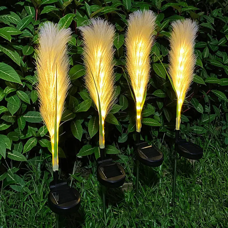 New Arrival Waterproof Fiber Optic Night Automatic Activated LED Flower Solar Garden Light Lamp With Ground Plug Spike Stake