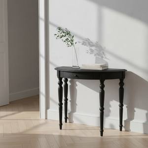 Mesa Redonda Media V2 Negra, Diseño Moderno para Sala de Estar, Muebles para el Hogar Ecológicos de Madera de Caucho y Roble - Product Image 2