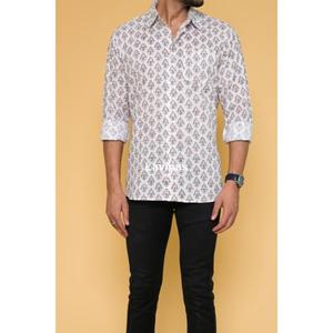 White 100% Cotton Casual Bohemian Floral <b>Shirt</b> for Men Summer Beach Wear Comfortable Breathable Eco-Friendly - Product Image 6