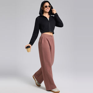 Pantalones Deportivos de Invierno Personalizados, Suaves, Cálidos, Transpirables, de Corte Regular, Pantalones Rectos para Mujer, Pantalones Deportivos de Algodón con Cintura Elástica - Product Image 1