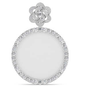 Élégant pendentif en argent sterling 925 avec photo ronde en moissanite et diamant plaqué or, fleur, halo, bordure, pendentifs à breloques - Product Image 3