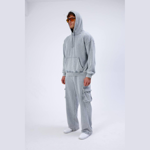 2025 EM ชุดวิ่งผู้ชายผ้าฝ้าย100% น้ำหนักมากชุดวอร์มทรงบ็อกซี่มีฮู้ดโอเวอร์ไซส์ - Product Image 1