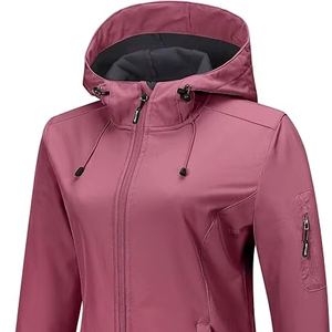 Chaqueta Softshell personalizada de primera calidad para mujer con capucha, forro polar, cálida, ligera, impermeable, cortavientos aislado - Product Image 1