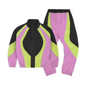 Ensemble coupe-vent deux pièces pour hommes, pantalon et veste, survêtement en nylon à fermeture éclair réfléchissante, ensemble deux pièces de pantalon coupe-vent - Product Image 3