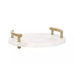 Plateau de service en marbre de décoration d'hôtel avec poignée - Product Image 2