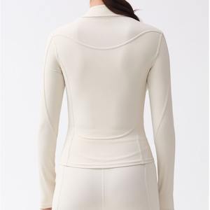 Chaqueta de Yoga de manga larga de alta gama excepcional con cremallera frontal Patrón sólido Servicio al cliente excepcional - Product Image 5