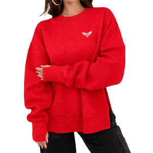 Custom Womens Oversized Crewneck Sweatshirt Gray Casual Loose Fit Long Sleeve Pullover - Product Image 4