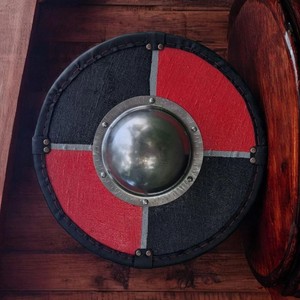 Nouveau bouclier en bois lourd de conception unique professionnel rond médiéval fabrique un bouclier de couteaux Viking sur mesure - Product Image 3