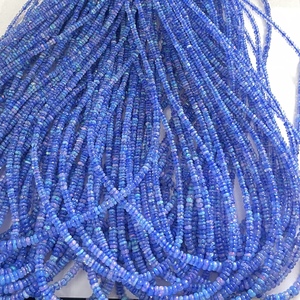 3mm 4mm 5mm Natural Tanzanite Blue Ethiopian Opal Stone Smooth Rondelle Gemstone Beads Strands De Fabricant Online India - Product Image 2