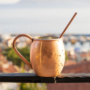 Classic Moscow Mule Copper <b>Mugs</b> <b>With</b> <b>Handles</b> shiny polished finishing Copper Metal <b>Glass</b> Drinking Cup Set for Home Kitchen Bar - Product Image 2