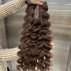 Extensions de tissage de cheveux vierges bruns doublement étirés longs et ondulés Cuticules alignées Cheveux humains vietnamiens - Product Image 4