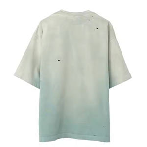 T-shirts personnalisés pour hommes de haute qualité, coupe régulière, poids lourd, col côtelé, Streetwear, logo vierge à l'avant, teint uni 100% coton - Product Image 2