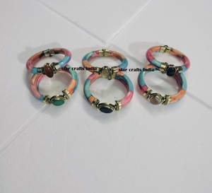 Charme et pierre naturelle chaude avec conception en laiton et os vente chaude Bracelet manchette à la main pour femme 100% Bracelet en os - Product Image 5