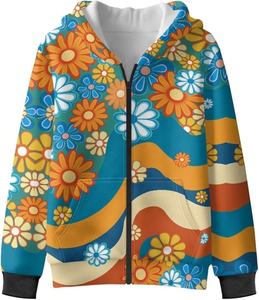 Girl's Full Zipper Hoodies Fleece Long Sleeve Hooded Sweatshirt Casual Jacket Sublimated <b>hoodie</b> for <b>Child</b> - Product Image 1