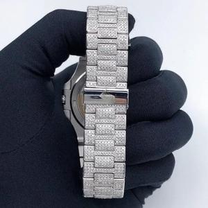 High Quality Baguette Cut Moissanite Diamonds Iced Out Hip Hop <b>Stainless</b> <b>Steel</b> Luxury Watch For Men - Product Image 3