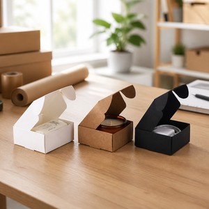 Boîte cadeau en papier kraft, papier artistique, pliage, impression personnalisée, poignée, fermeture magnétique, tailles personnalisables pour l'emballage des petites entreprises - Product Image 1