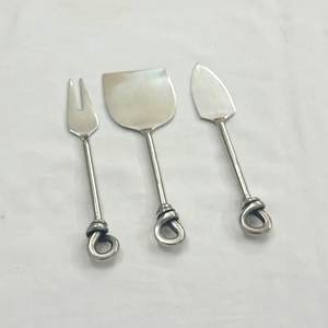 Juegos de esparcidor de mantequilla de queso de Metal plateado Mango curvo Utensilios de cocina de acero inoxidable para mesa Cuchillos elegantes para - Product Image 1