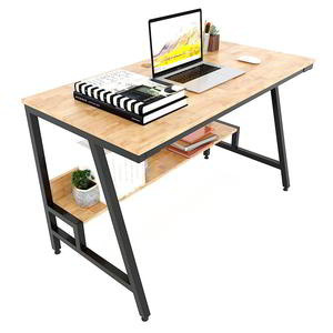 SIBA Foldable <b>Study</b> <b>Desk</b> with Iron Frame Bookshelf 120x60x75 cm for Bedroom or Hotel Model FD68034 - Product Image 1