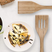 Ensemble d'ustensiles de cuisine en bambou éco-chic de qualité supérieure, 6 pièces, légers, durables, finition mate, outils de cuisson pour les chefs à domicile