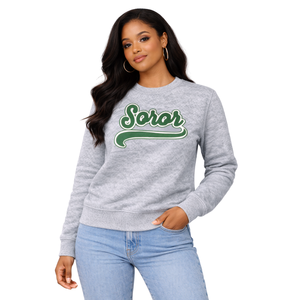 เสื้อสเวตเชิ้ตคอกลม Heather Grey 08 Soror สีชมพูและสีเขียว สไตล์นักศึกษาหญิง สำหรับกลุ่มเพื่อนร่วมชั้นเรียน  ชุดลำลองทันสมัย - Product Image 1