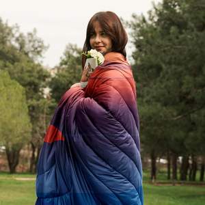 Edredón hinchado portátil ligero patrón sólido capa cálida a prueba de viento para acampar al aire libre playa Picnics fondos activos con broches - Product Image 5