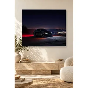 Impression sur toile Fida Black BMW M3 dans les lumières de la ville nocturne - Product Image 3