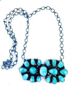 Collier Navajo en argent sterling Kingman Turquoise Cluster - Product Image 1