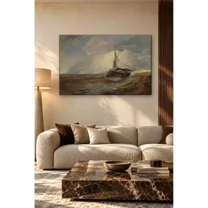 Impresión en lienzo del barco de pesca Fida Achenbach en aguas agitadas - Product Image 2