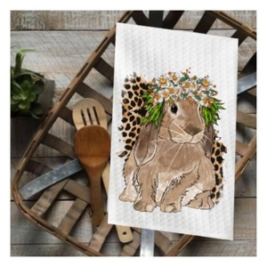 Trapo para lavar platos blanco con estampado de perro multiusos antiarañazos 100% algodón tejido fácil de enjuagar Toalla de limpieza de cocina reutilizable - Product Image 2
