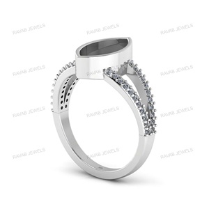 Solide 925 Sterling Silver 6x12mm Marquise Forme Blanc Lunette CZ Cocktail Anneau Cendres Résine Souvenir Lait Maternel DIY Bijoux Or - Product Image 2