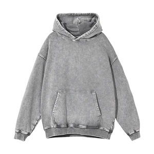 Sweat à capuche pour hommes en détresse de style vintage Sweat à capuche double couche à l'ourlet de la capuche Oversize Blank Fleece Washed Hoodie pour hommes vente en gros - Product Image 5