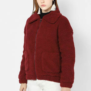 Superventas nuevo outlet de fábrica mujeres Sherpa polar con capucha cremallera frontal look Top estilo mujer Sherpa chaqueta - Product Image 2