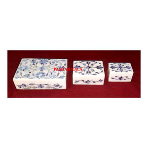 Forme rectangulaire et boîte à bijoux en nacre bleue incrustée de marbre blanc de meilleure qualité pour la décoration de la maison et les coffrets cadeaux - Product Image 1