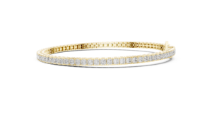 Pulsera de tenis con corte princesa cultivada en laboratorio, asequible, con cierre oculto, engastada en oro amarillo de 18 quilates, para compromiso o boda, para mujer. - Product Image 3