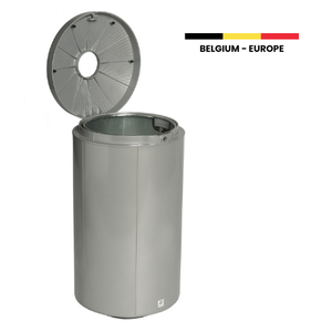 ANDROMEDE Poubelle en aluminium 70L Base triangulaire Résistant au couvercle Mobilier de rue extérieur Espace public Collecte des ordures municipales - Product Image 1