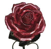 Fleur de rose en métal décorative Bouquet de rose en métal fait à la main en aluminium métallique brillant pour la décoration de la maison et du mariage