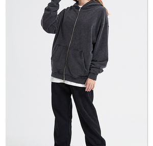 เสื้อฮู้ดผู้ชายแบบสั่งทำโลโก้ OEM ผ้าถักแบบกลับด้านได้ ซิปแบบรูดขึ้น 100% ผ้าฝ้ายคอมบ์ ผ้าเฟรนช์เทอร์รี่ ซิปแบบเรียบไม่มีลาย - Product Image 3