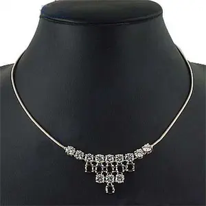 Elegant Women's Silver <b>Necklace</b> with Cubic Zirconia <b>Crystal</b> Jewelry - Product Image 3